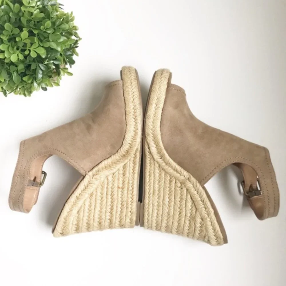 Taupe Espadrille Wedge Ankle Strap Platform Sandal